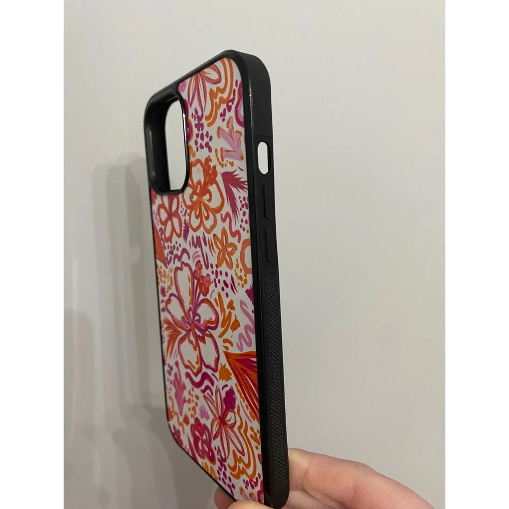 iPhone Case Unisex iPhone 12 Pro Max Orange Pink Floral Tropical Doodle Hibiscus